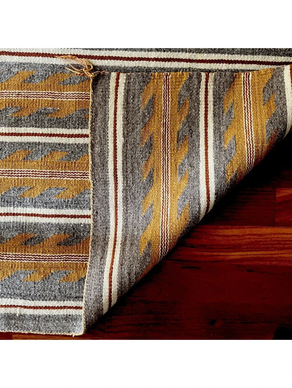 Vintage Navajo Rug Hand Woven Wool Chinle Wide Ruins Banded Textile Southwestern